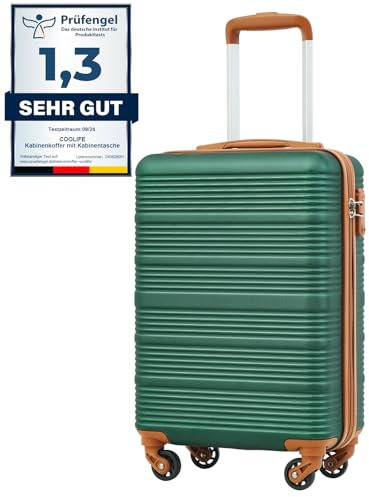COOLIFE Handgepäck Koffer 55x35x20cm für Ryanair & Easyjet mit 4 Silent Spinner Rädern & TSA-Schloss – ABS-Hartschale, Leicht Handgepäck