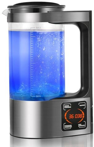 Hydrogen Water Generator, 2L Large Capacity Hydrogen Rich Water Machine with LED Screen, Hydrogen Water Bottle, Hydrogen Rich Water Health Cup for Anti Ageing (1000-1200PPD) (Black)