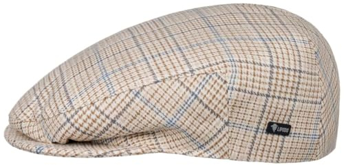 Lipodo Travello Flatcap Hellbeige Karierte Schiebermütze Überkaro-Design Made in Italy Herren Frühjahr Sommer