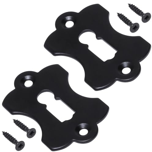 AERZETIX - C73736 - Paire de 2 rosettes plaques 60x38x2 mm pour serrure de porte à clé ordinaire - montage vérticale - cache trou de clé - en métal - couleur noir mat - rosace ferrure cylindre