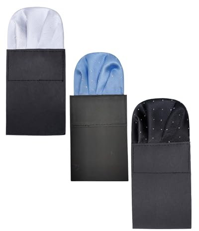 Zeayebsr 3PCS Herren Einstecktuch Vorgefaltet für Den Perfekten Sitz - Weiß, Seide, Mit Halter