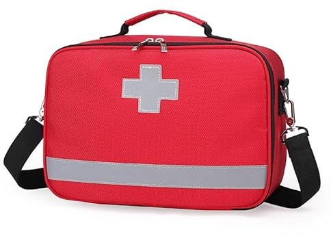 3DTengkit Borsa di pronto soccorso vuota, kit medico compatto traumatologico, con scomparti, borsa medica traumatologica, perfetta per auto, viaggi, casa, campeggio, escursionismo, Rosso