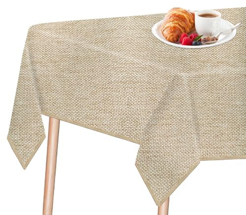 LeapBeast Mantel Antimanchas Mesa Gris, Mantel Rectangular con Aspecto Lino Mantel Impermeable Mantel Antimanchas, Impermeable para Fiesta Compleaños Cocina (Gris Claro, 100x140cm)