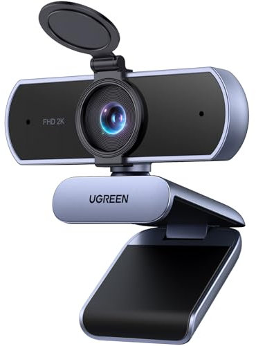 UGREEN Webcam 2K 30FPS Full HD USB Webcam para Ordenador Enfoque Fijo Plug and Play para Windows MacOS Linux Streaming Youtube Skype Call Video Zoom Videoconferencia(Gris)