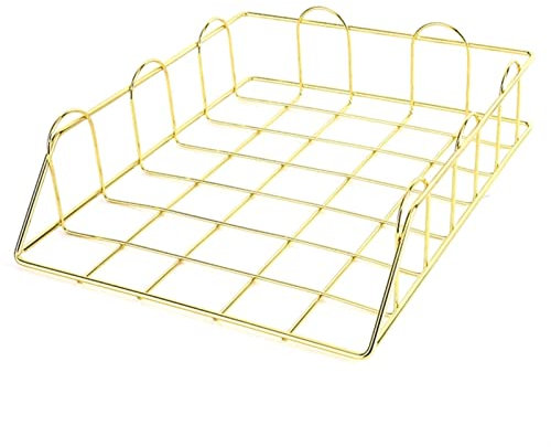 Zeitschriftenhalter, Schreibtisch-Organizer, 20CB, schlicht, trendig, stapelbar, für Büro-Schreibtischbedarf, Organizer, Schreibtischablage, Dokumentenhalter, Roségold, goldene Farbe (Farbe: Gol
