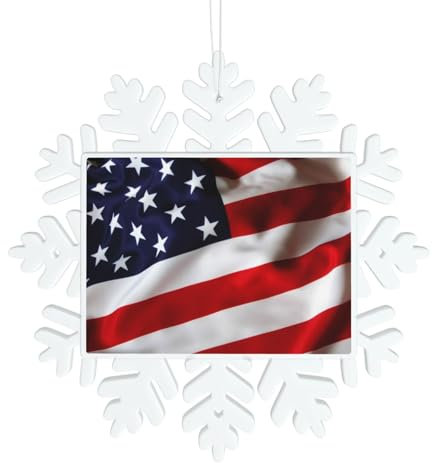 Amerikanische Flagge Schneeflocke Form Weihnachtsbaum Anhänger Weihnachtsschmuck Handwerk Dekorationen mit Lanyards Neuartige Party Dekorationen