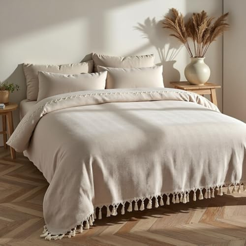 BOHORIA® Couvre-lit XXL 220 x 240 cm - 100% coton Certifié Öko-Tex Couverture d'été Convient comme jeté de lit ou couverture de canapé