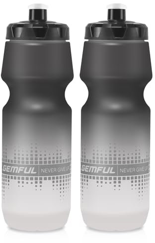 GEMFUL Trinkflasche Fahrrad 2er-Pack, 750 ml, Auslaufsicher fahrradflasche, BPA-Frei, Perfekt für Radfahren, Wandern & Outdoor-Abenteuer（Schwarz/Weiß）
