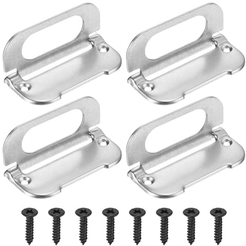 PATIKIL Recessed Pull Door Handle, 4 Pack Invisible Flush Pull Handle with Screws for Cabinet Door Toolbox Container Furniture Automatically Pull Handle, Silver
