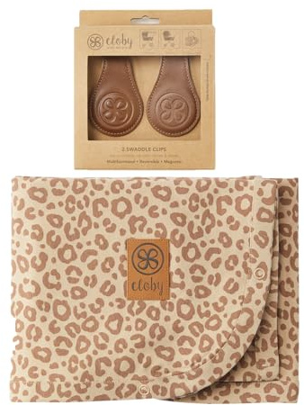Cloby CBY-SET-LPB-BR Set UV-Schutz-Decke Leopard braun und magnetische Clips braun