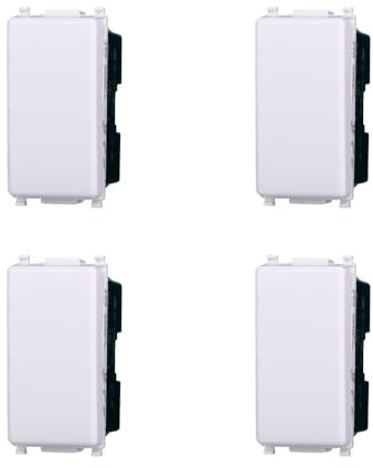 Elektronova Interruttore Unipolare 1P 16A Bianco compatibile Vimar Plana Kit 4 Pezzi 0401