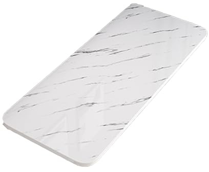 Klapptisch zur Wandmontage, platzsparend, zusammenklappbar, Werkbank für Küche, Bastelstangen, Nähstationen, weißes Steinmuster (60 x 30 cm), perfekt für kleine Räume