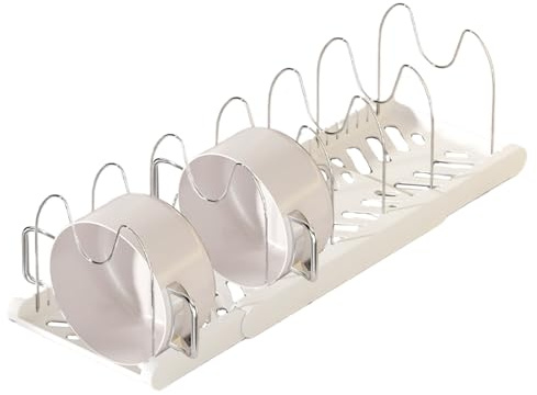 Organizador de ollas y sartenes - estante expandible de metal, soporte de estante de cocina | Divisor ajustable de gran tamaño con diseño telescópico, estante para soporte para olas de ahorro de espac
