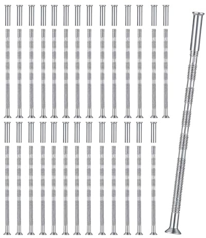 M4 Door Handle Fixing Screws and Sleeves, 30 Sets Door Handle Through Bolts Screws Nickel Plated Connecting Screw for Doors Cabinet Drawers (Silver, M4)