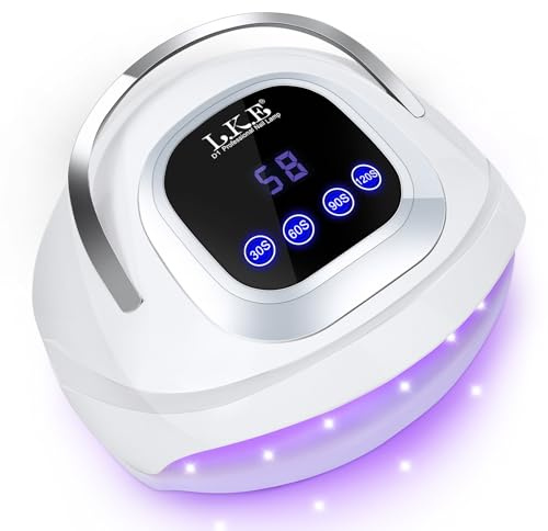 L.K.E 268W UV Lampe für Gelnägel, UVs Lampes Nägel mit 4 Timer, LCD Display, Smart Sensor,Premium UV Lampe für Alle UV Gel Nagellack, Ideal für Anfänger und Profis für Frauen (17 * 19cm-Schalenweiß)
