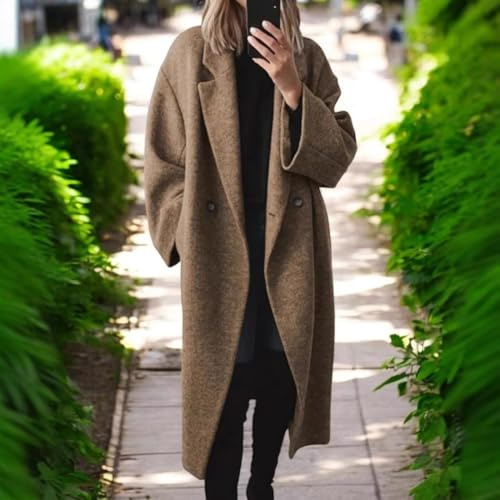 Stylish Cardigan Woolen Coat for Women Long Trench for Autumn Winter Fashion (S Coffee)