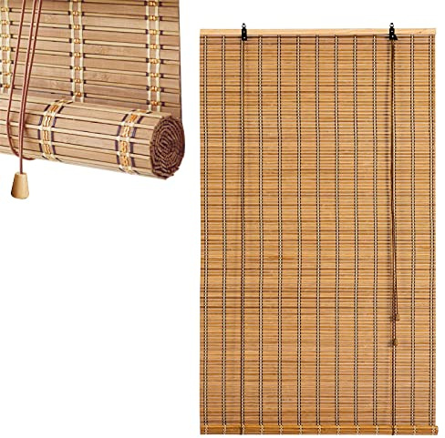Estor enrollable de bambú no transparente, parasol ajustable para ventanas, cocina, jardín y cenadores al aire libre, elegante cortina de listón fácil de enrollar