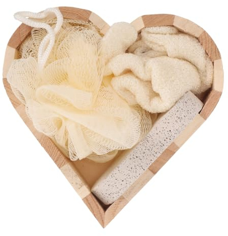 Alipis Herzförmiges Badeset mit Peeling bürste Komfortabel und Sicher für Sanfte Hautreinigung und Körperpeeling Wiederverwendbar für Dusche und Spa Geschenkset für Frauen