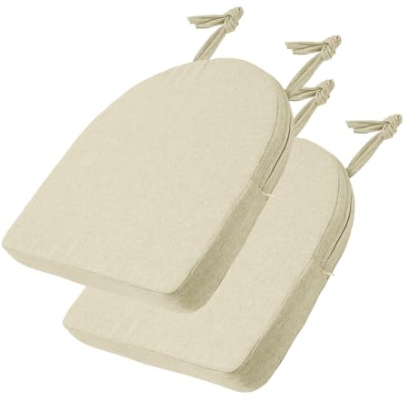 Tutamaz Stuhlkissen 45x45x5cm, 2er-Set, Sitzkissen Outdoor mit Bändern, rutschfest, Terrassenstuhlkissen für Gartenmöbel, Indoor/Outdoor für Küche, Esszimmer, Garten (Beige)