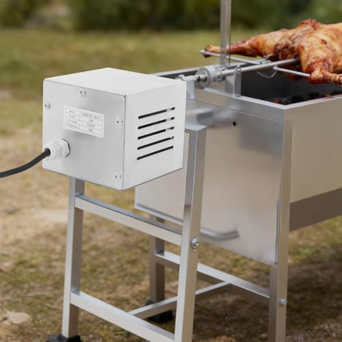 Aohuada Spiedino elettrico per barbecue in acciaio inox, 25 W, AC220 V, per barbecue e barbecue, motore elettrico, per maiale di capra
