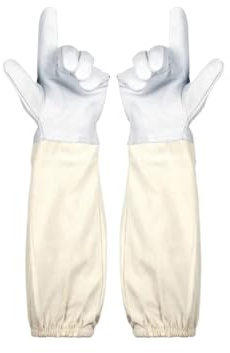 Strumenti per l'apicoltura, 2 Paia Di Guanti Da Apicoltore - In Pelle Capra Spessa, Protettivi For Apicoltori, Che Garantiscono La Sicurezza E Mani Degli(White,XL)