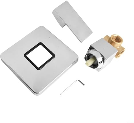 Duscharmaturventil, Messing, verdeckt, Wandmontage, Warm- und Kaltwasser-Thermostatventil, Gehäuse, eingebettetes Dusch-Set für Badezimmer-Sanitäranlagen (Silber)
