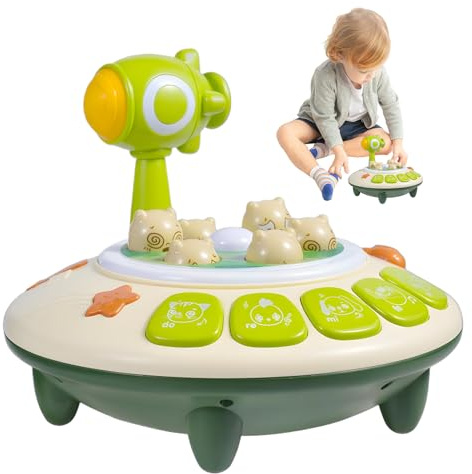 Erconsso Juego de Golpear Topo para Niños | Forma De Platillo Volante Interactivo Portátil - Juguete De Golpear Y Aporrear,para Cumpleaños Navidad Y Escuela Infantil
