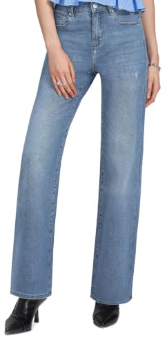 Chasehot Jean Femme,Taille Haute Wide Leg Fit Jean,Mode Jeans à Jambes Droites, Large Straight Denim Pantalon avec Poches