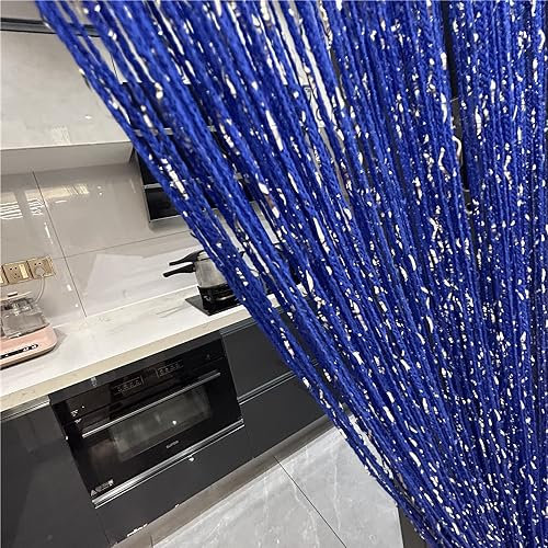 ave split Decorative Door String Curtain Wall Panel Fringe Window Room Divider Blind Divider Tassel Screen Home 100cm*200cm (Royal blue18)