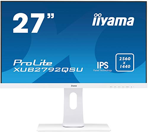 iiyama XUB2792QSU-W1 ProLite - LED monitor - 27 - 2560 x 1440 - IPS - 350 cd/m2-1000:1-5 ms - HDMI DVI DisplayPort - speakers - white Monitors