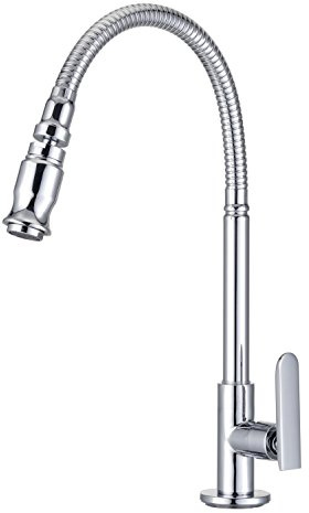 Einhand-Küche-Wasserhahn, 360 Grad Drehbar Spültischarmatur, Messingkörper Küchenarmatur, Kaltwasserhahn, Chrom