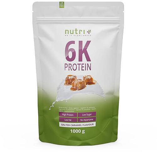 Nutri + Eiweißshake Salted Caramel 1 kg - Proteinkonzentrat Karamell - Eiweiß Pulver - Proteinshake 1000 g - Protein ohne Milch, Whey & Laktose - Eiweißisolat