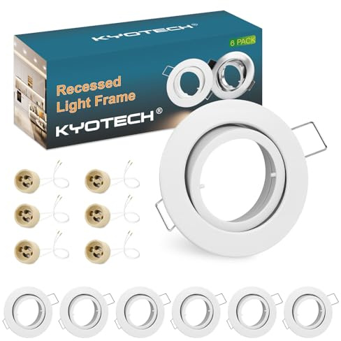 KYOTECH Einbauleuchten rahmen GU10 Schwenkbar 6er Set led spot einbaurahmen Rund Weiß,Einbauspots Einbauleuchten für Halogen Leuchtmittel LED-Modul MR16, inkl. GU10 Fassung