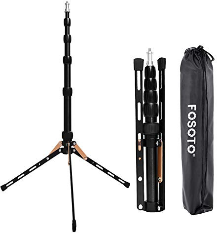 FOSOTO 48in/123cm Photography Light Stand Tripod Aluminum Alloy Photo Studio Desk Light Stand for Camcorder, Camera, Flash, Relfector, Umbrella, YouTube Streaming Stand with Carry Bag | Reversible Portable Mini Light Stand, For Camcorder/Camera/Flash/Reflector, YouTube Streaming Stand, with Carry Bag