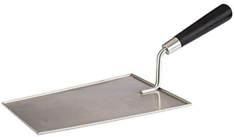APS Cucharón de servir Bob, paleta de presentación para hamburguesas, de acero inoxidable de alta calidad con mango de madera negro, 23,5 x 37 cm, altura 12,5 cm
