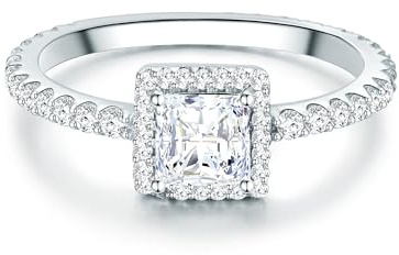 Trilani Damen Ring 925/- Sterling Silber | rhodiniert, Solitärring, Zirkonia, weiß, Brillantschliff
