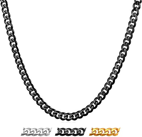 U7 Klassische Panzerkette für Damen Herren Edelstahl/18k vergoldet kubanische Gliederkette Hip-Hop Kette 3/6/9/12mm breit Kubanische Kette für Männer Jungen in 36/46/51/55/61/66/71/76cm