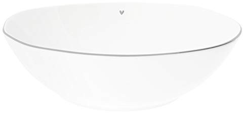 Bastion Collections Salatschale, Schüssel Heart weiß mit grauem Herz D. 27cm