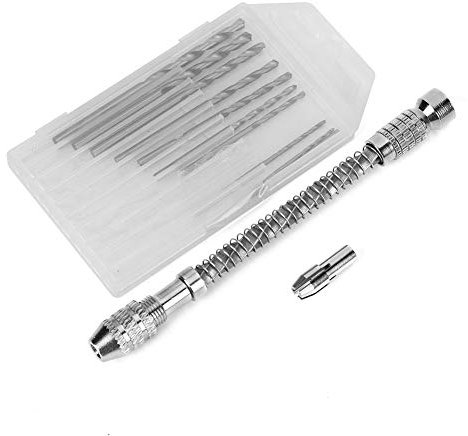 Trapano a mano, trapano a mano ritorto semiautomatico in lega di alluminio con 10 punte da trapano per la lavorazione del legno Creazione di modelli per la produzione di gioielli con ciondolo portachi