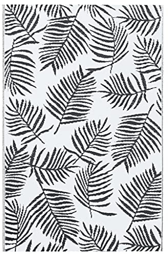 vidaXL Tapis d'Extérieur Tapis d'Entrée Tapis Décoratif Salon Salle de Séjour Balcon Patio Terrasse Maison Intérieur Blanc et Noir 160x230 cm PP