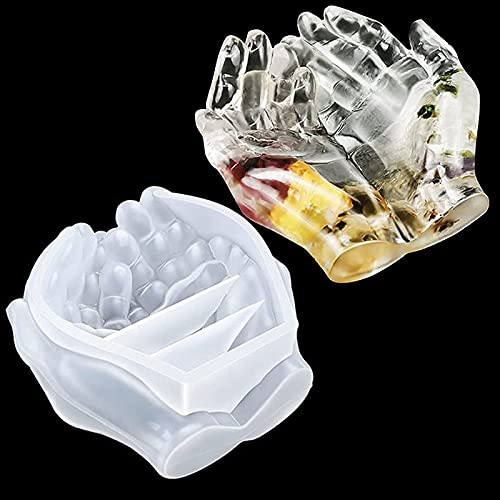 EPODA Silikonform Epoxidharz, 3D Doppel Hände Epoxidharz Formen Resin Gießharz Silikon Mold für Kerzenhalter