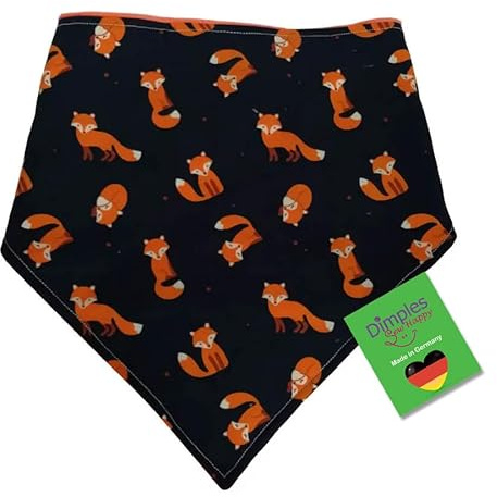 Dimples Hundehalstuch - Füchse schwarz orange - Halstuch, Bandana, Dreieckstuch für Hunde Welpen und Katzen - Tier Besitzer Geschenk - Handgemachtes Accessoire 45cm