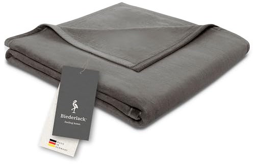 biederlack® Flauschige Kuscheldecke Pure Cotton I Made in Germany I Öko-Tex Made in Green I Wohndecke aus 100% Baumwolle in Graphit I Couch-Decke 150x200 cm | nachhaltig produziert Sofadecke