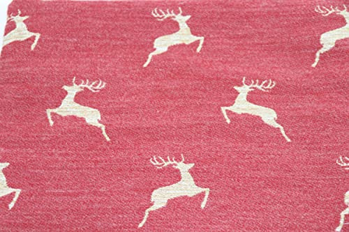 Sander Weihnachten Galibier Tischläufer 40 x 100cm Artikel 89168 Fb.26 mit 5% Wolle und 3% Alpaka Hirsche in gold rot Glitzer glitzernd flauschig 30° waschbar