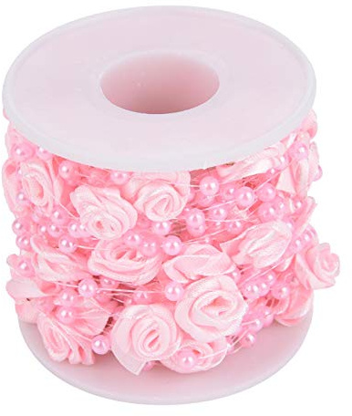 33 Feet Pearl Garland, Christmas Rose Beads Garland Chain Plastic Bead Roll Artificial Pearls Strands Chain for Wedding Decoration(Pink)