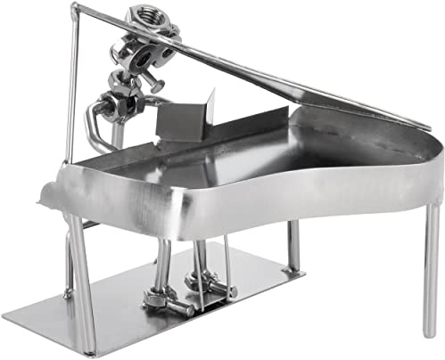 BRUBAKER Schraubenmännchen Pianist am Flügel - Handarbeit Eisenfigur Metallmännchen Klavierspieler - Metallfigur Piano Dekoration Geschenk für Musiker