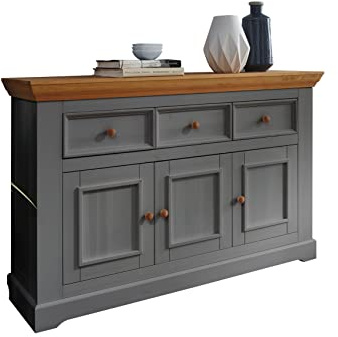 Sideboard in Kiefer massiv grau Kommode Anrichte (BxHxT 137x94x42 cm)
