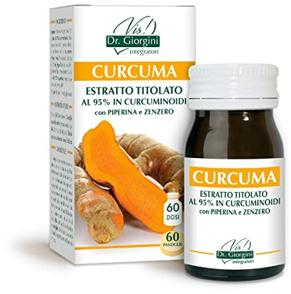 Dr Giorgini CURCUMA ESTRATTO TITOLATO AL 95% IN CURCUMINOIDI con PIPERINA e ZENZERO pastiglie - 30 g