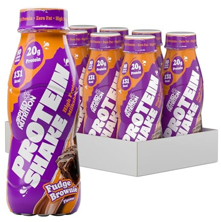 Applied Nutrition Protein Shakes - High Protein Shake Ready To Drink, Protein Drink With 20g Of Protein, Low Fat Protein Shake, On The Go Bottle - 8 x 330ml (Fudge Brownie)