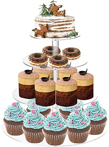 Lighterday 4 Etagen Etagere Acryl Tortenständer Cupcake Ständer Cake Stand Kuchenständer,Donut Cupcake Muffins Macarons Ständer für Hochzeit Party Geburtstag